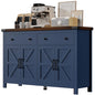 Buffet Cabinet with Storage Farmhouse with 4 Doors and 2 Drawers, 55'' Large Kitchen Storage  Blue Wood
