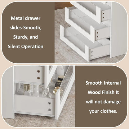 Closet Island with Drawers, Wardrobe Armoire Bedroom Island, Glass Display Shelf & 12 Drawers,