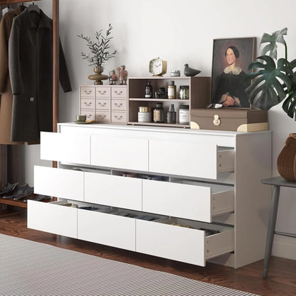 9 Drawer Dresser for Bedroom with Deep Drawers,  Handle Free