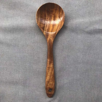 Wood Kitchenware Cooking Set Household Spatula Spoon Set Salad Spoon Fork Stirring Spoon With storage bucket