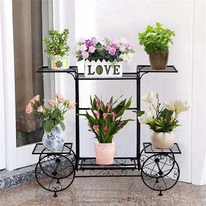 Large Metal Plant Stand Indoor 6 Tier Garden Cart Plant Holder Wrought Iron
