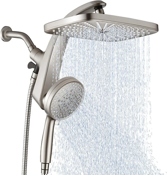 High Pressure Rain Shower Head with Handheld Spray Combo, Magnetic Docking and Power Jets