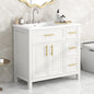 36in Wood Bathroom Vanity with Sink 3 Drawer Storage Adjustable Shelf Natural, Customized,  6 different colors