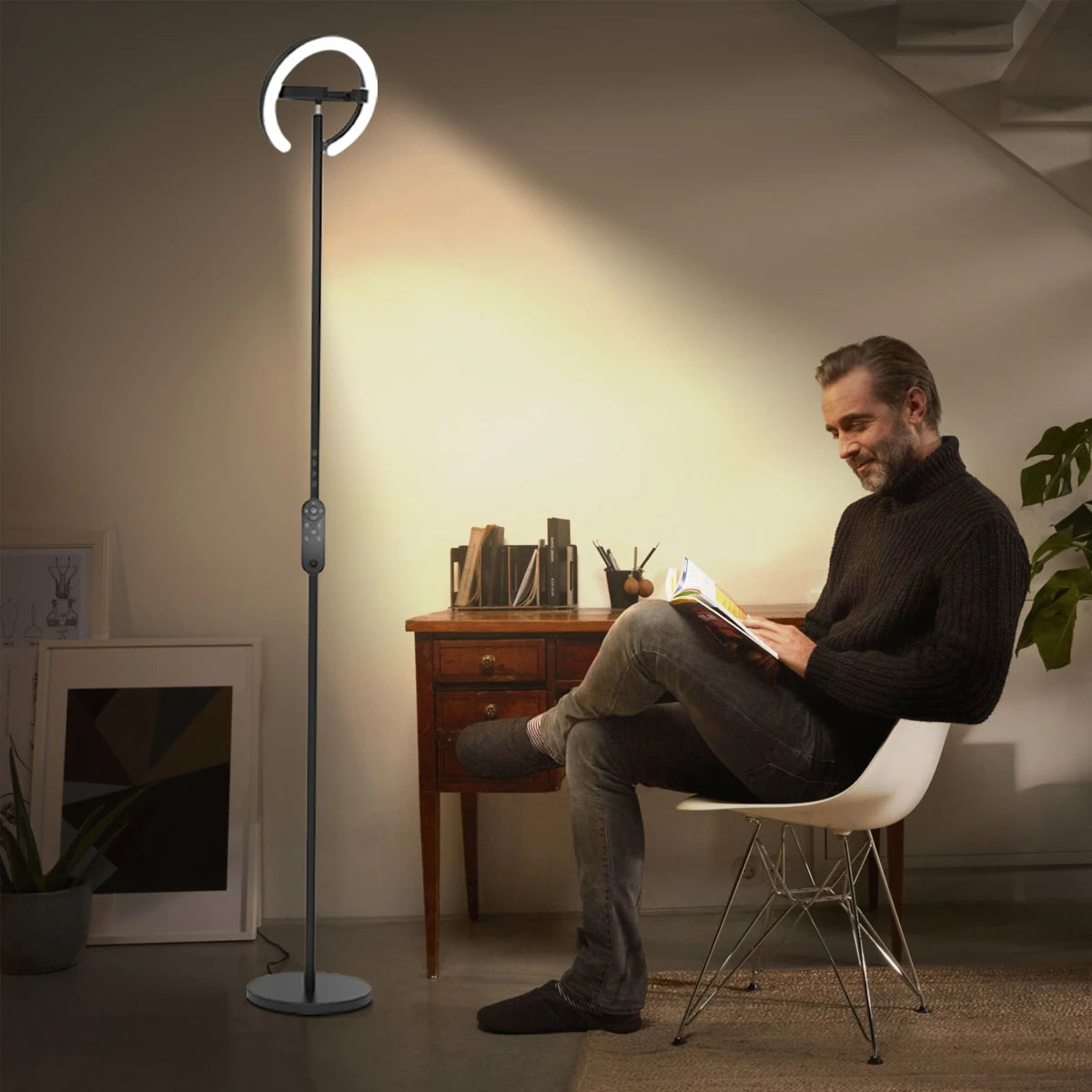Modern Standing LED Floor Lamp with 2 Rotatable Lights