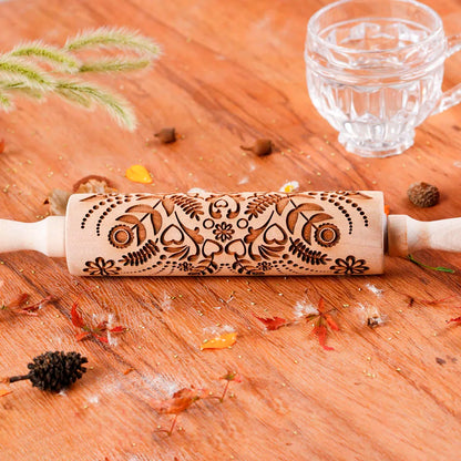 1 pcs Wooden Sunflower Embossed Rolling Pin