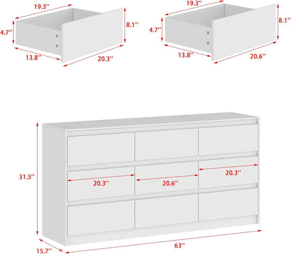 9 Drawer Dresser for Bedroom with Deep Drawers,  Handle Free