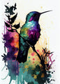 Watercolor Hummingbird Flower Wall Art