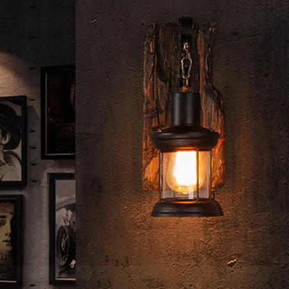 Antique New Style Industrial Wood Wall Sconce Light