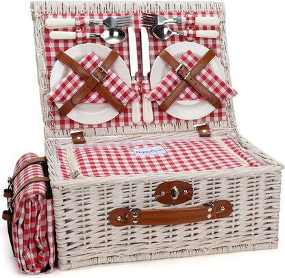 Picnic Baskets Cooler Set for 4 Persons with  Picnic Blanket