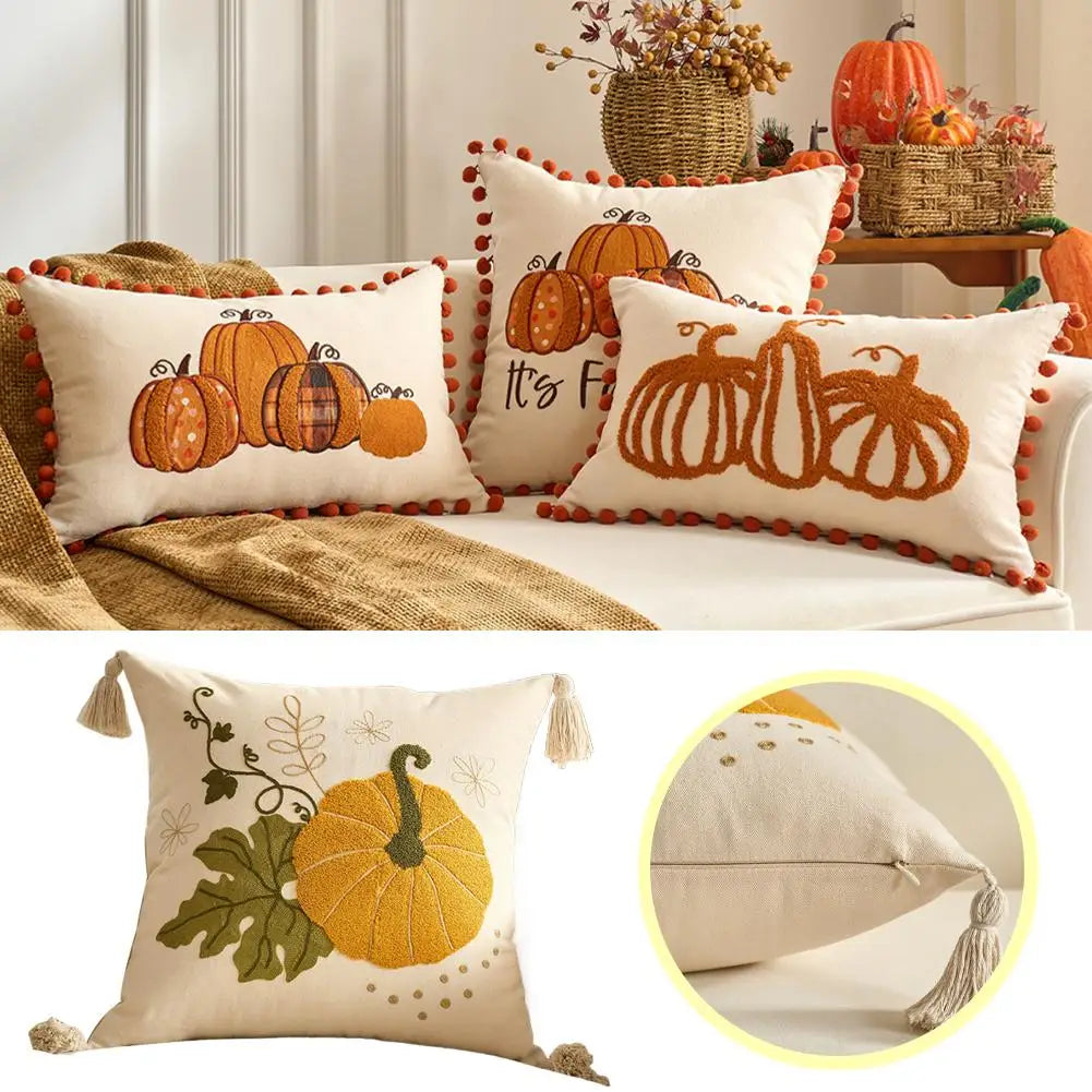 1Pcs Autumn Maple Leaf Pumpkin Pillow Case