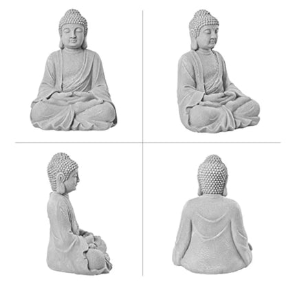 Zen Garden Asian Buddha Statue Outdoor  Yard Decor 20'' High  Magnesium Oxide Stone Grey