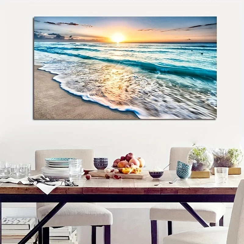 Beach Sunset Wall  Large Landscape Canvas Painting