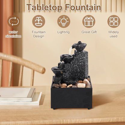 Tabletop Waterfall Home Decor  Desktop Fountain with Soft Lights Flowing Water Ornaments