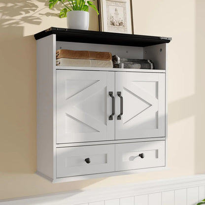 Wall Mounted Farmhouse Medicine Cabinet Over Toilet Storage With Barn Doors Adjustable Shelves