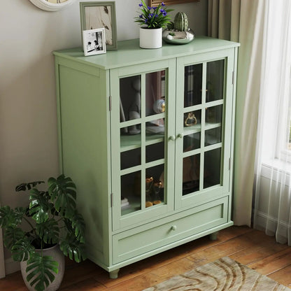 Sideboard Buffet Cabinet,  Entryway Cabinet with Glass Doors Drawer