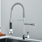 Black Kitchen Faucet With Pull Down Spring Sprayer Deck Mounted Hot and Cold Water Mixer