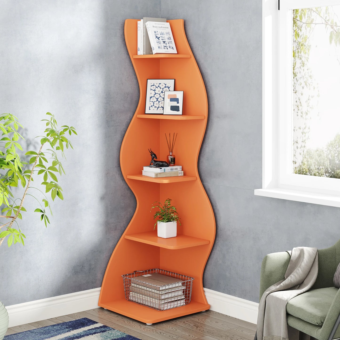 Tribesigns Corner Shelf, Modern 5-Tier Wall