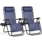 JHK Zero Gravity Set of 2 Portable Recliner  Outdoor Garden Lounge Chair with Cup Holder