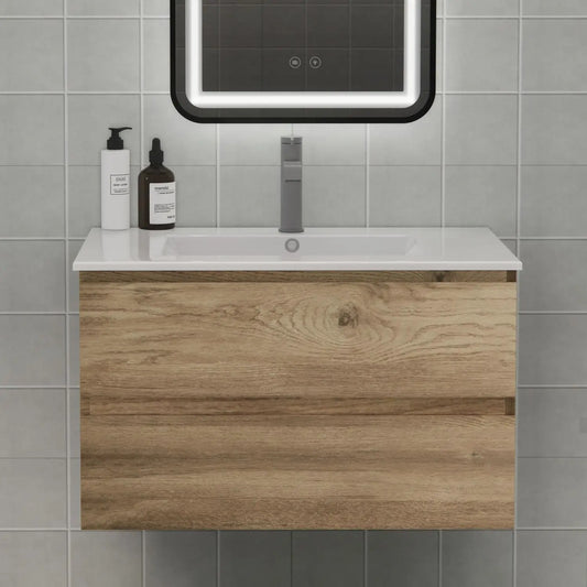 30" Space-Saving Floating Bathroom Vanity with Sink, 2 Soft-Close Drawers Modern Bathrooms