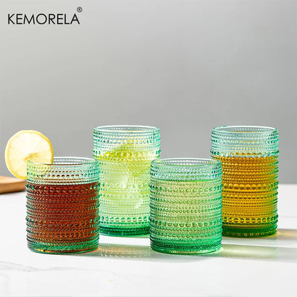 8PCS Vintage Raindrop Glass Cup 300/400ML Highball Glasses