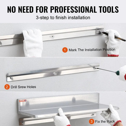 8.6 x 16 Stainless Steel Shelf Wall Mounted