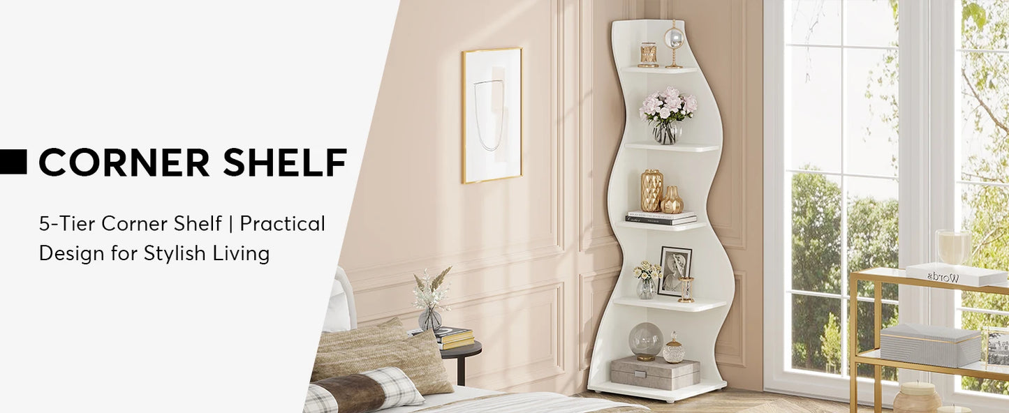 Tribesigns Corner Shelf, Modern 5-Tier Wall