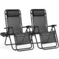 JHK Zero Gravity Set of 2 Portable Recliner  Outdoor Garden Lounge Chair with Cup Holder