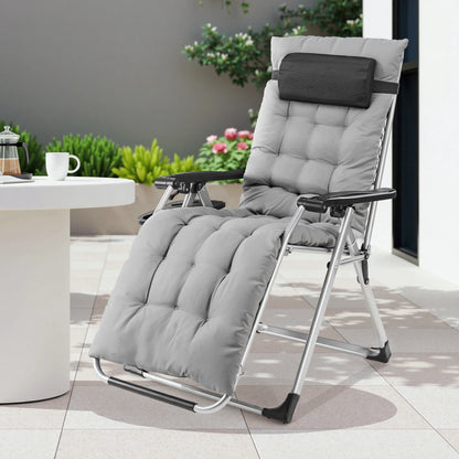 JHK Zero Gravity Recliner Camping Patio Lounge Chair  with Cup Holder  Removable Cushion For Outdoor Garden