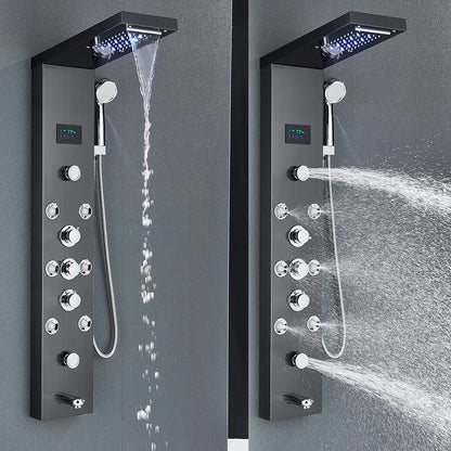 LED Shower Panel Tower System Rain Waterfall Shower LCD Display With Massage  Shower Faucet