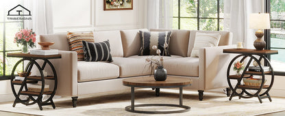 Tribesigns End Table, Narrow End Table with 3 Storage Shelves,