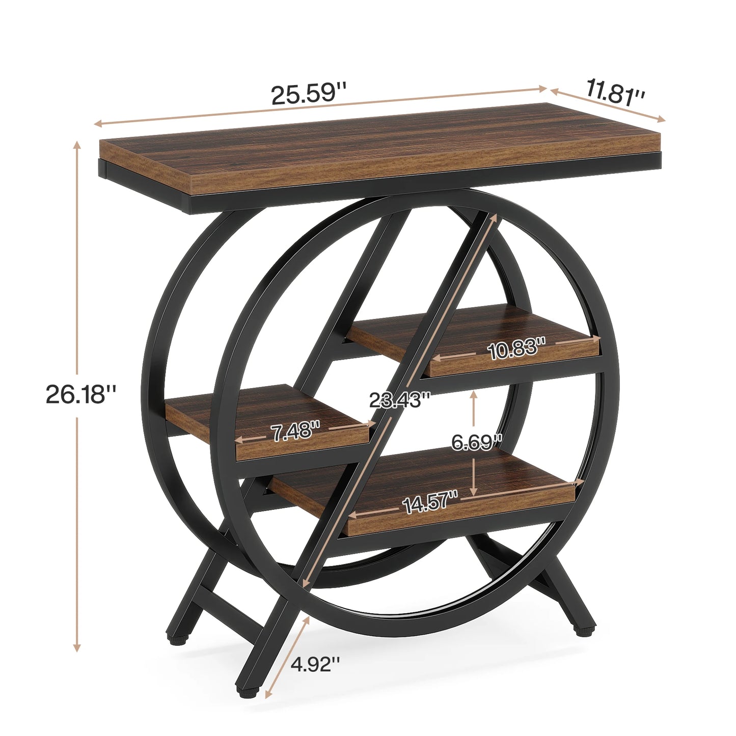Tribesigns End Table, Narrow End Table with 3 Storage Shelves,