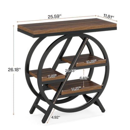 Tribesigns End Table, Narrow End Table with 3 Storage Shelves,