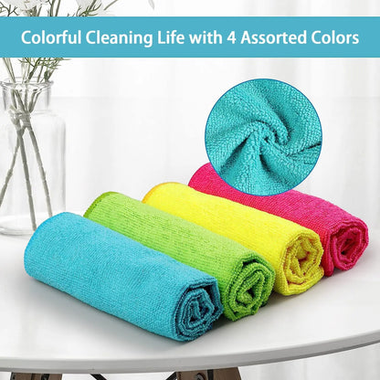 Microfiber Cleaning Cloth 12 Pack Cleaning Towels with 4 Color Assorted 11.5"X11.5"