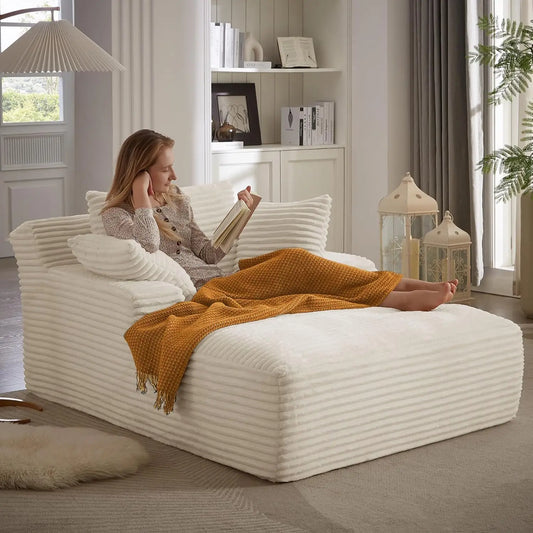 Oversized Chaise Lounge Chair with 3 Comfy Pillows for Living Room Bedroom