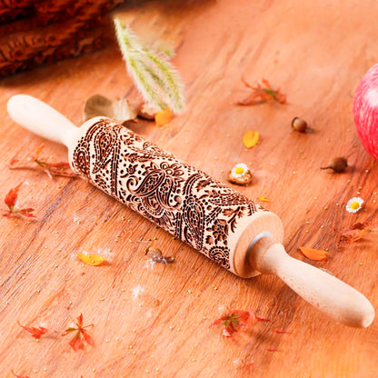 1 pcs Wooden Sunflower Embossed Rolling Pin