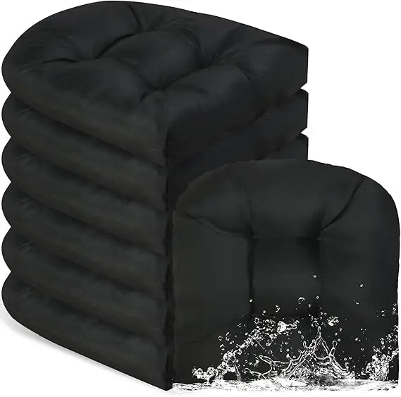 Waterproof Outdoor Chair Cushions Set of 6, Square Tufted,