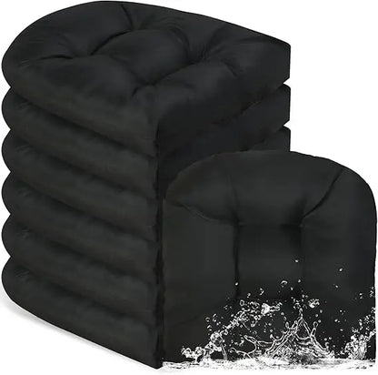 Waterproof Outdoor Chair Cushions Set of 6, Square Tufted,