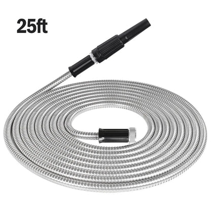 25FT Stainless Steel Metal Garden Water Hose