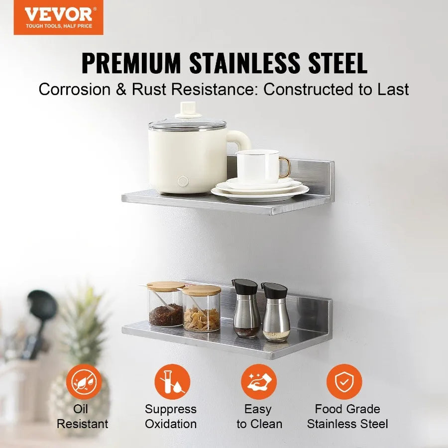 8.6 x 16 Stainless Steel Shelf Wall Mounted