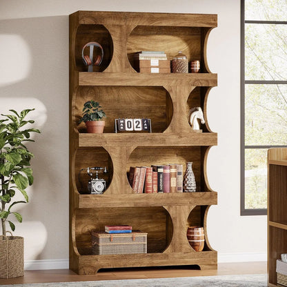 Modern Asymmetrical Bookshelf, with Classic Shape,Large Library BookShelf for Living Room, Home Office