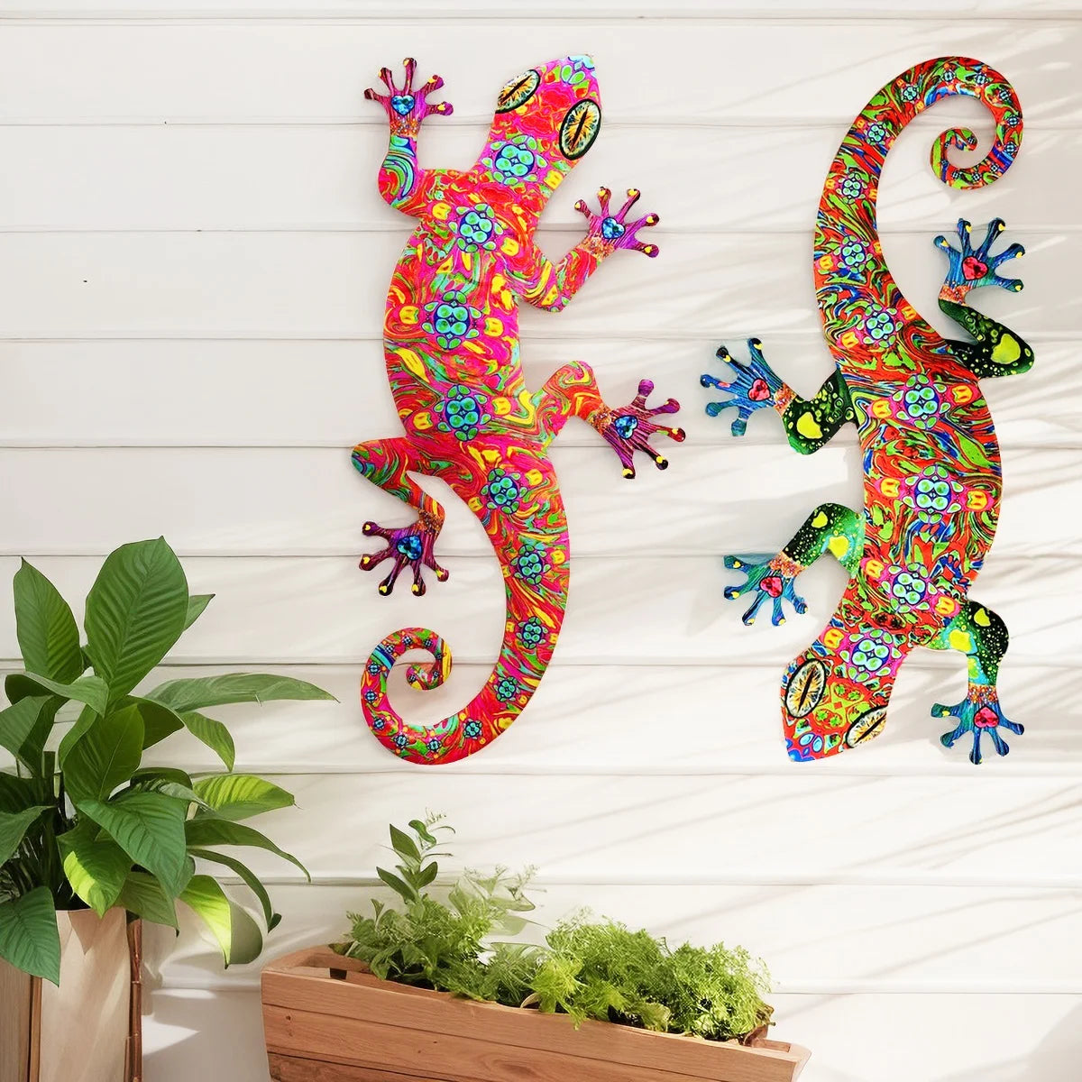 Metal Art Gecko Wall Decor  Lizard Sculptures Gecko Hanging Ornament f
