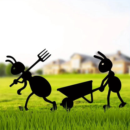 Charming Metal Ants for Garden - Outdoor Yard Ornaments and Lawn Stakes.