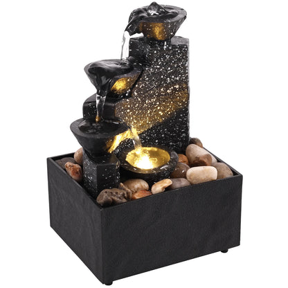 Tabletop Waterfall Home Decor  Desktop Fountain with Soft Lights Flowing Water Ornaments