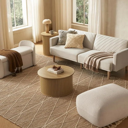 Round Circle Coffee Table with Storage