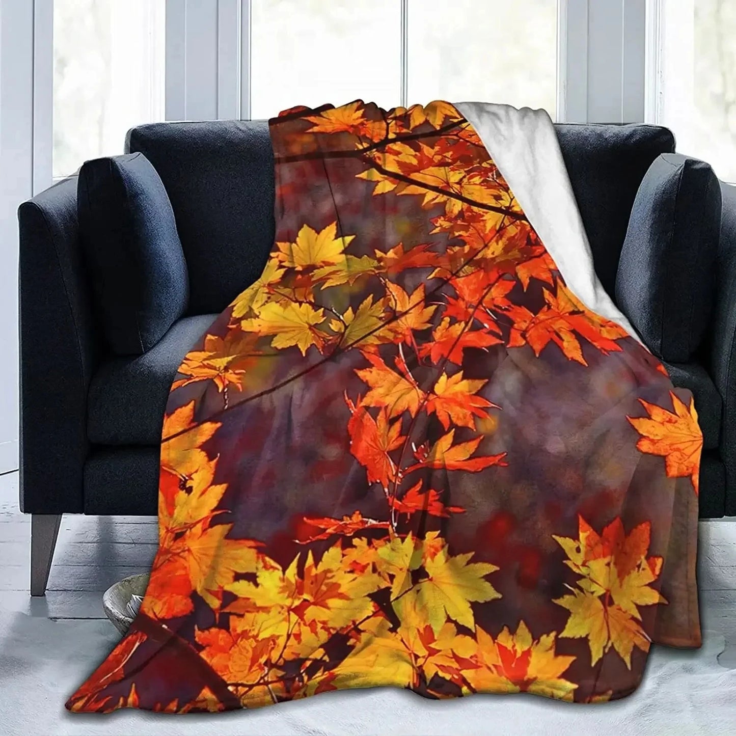 Fall Pumpkin Autumn Blanket Leaves Soft Throw