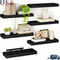 Floating Shelves Set of 6 Wall Mounted Wooden Storage Shelves