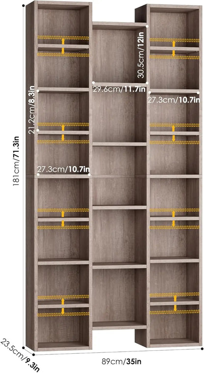 Hot sales[New Arrival!]Triple Wide 8 Tier Media Storage Tower Rack, with Adjustable Shelves,