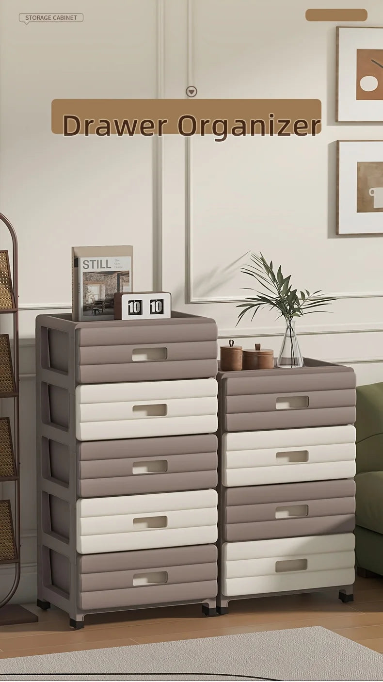 5-Drawer White Storage Cabinet - Sturdy, Smooth Sliding for Closet, Office, Bedroom Organization.