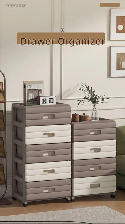 5-Drawer White Storage Cabinet - Sturdy, Smooth Sliding for Closet, Office, Bedroom Organization.