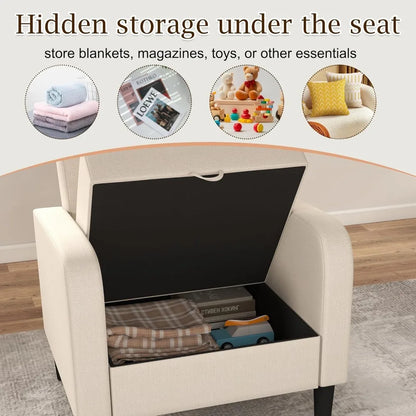 Living Room Chair, Upholstered Accent Chair  Linen Fabric